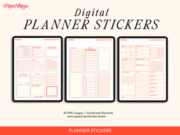Classic Planner Stickers - Red 🌹