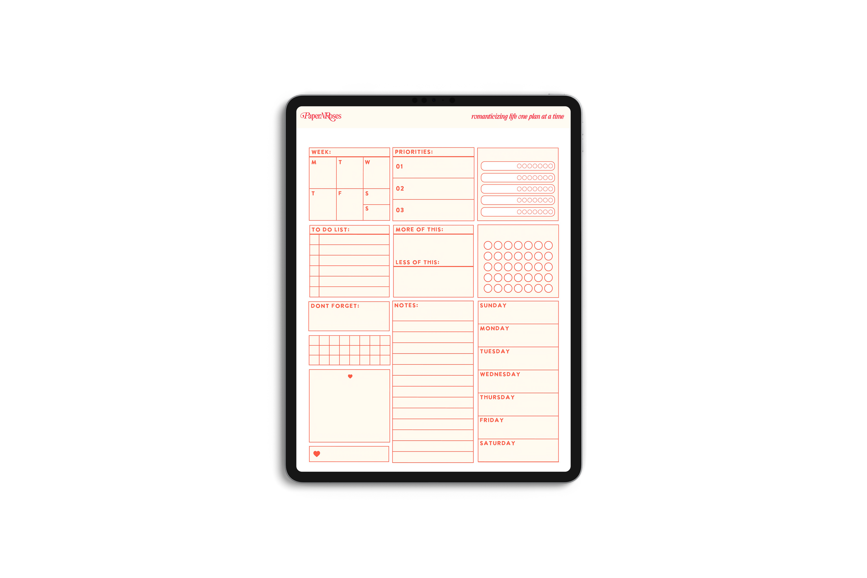 Classic Planner Stickers - Red 🌹